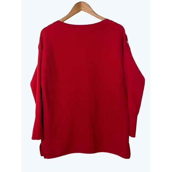 LAUREN RALPH LAUREN Ribbed Sweater Knit Pullover Boatneck Classic Red Size Large - Picture 4 of 9
